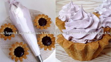 Рецепт корзиночек с черничным кердом и безе