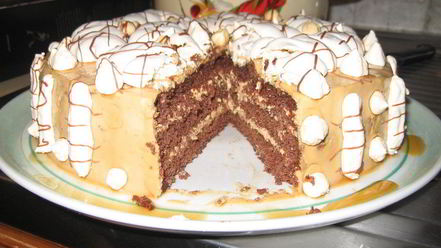 Рецепт шоколадного бисквита с безе, крем с ноткой мокко