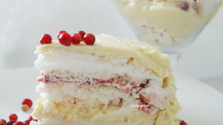 Рецепт торта-безе с брусничным курдом
