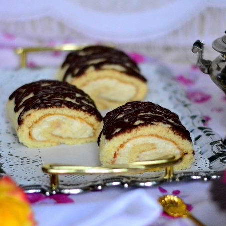 Рецепт Бисквитного рулета с кремом из манки