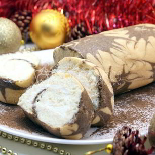 Рецепт Бисквитного рулета с кремом Новогодний салют