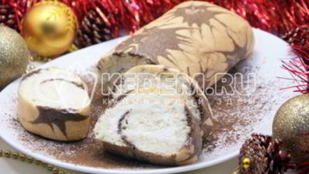 Рецепт бисквитного рулета с кремом новогодний салют
