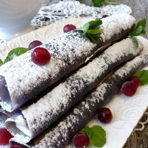 Рецепт Черничных блинчиков с кремом из маскарпоне