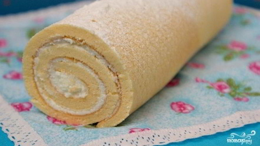 Рецепт рулета бисквитного с творожным кремом