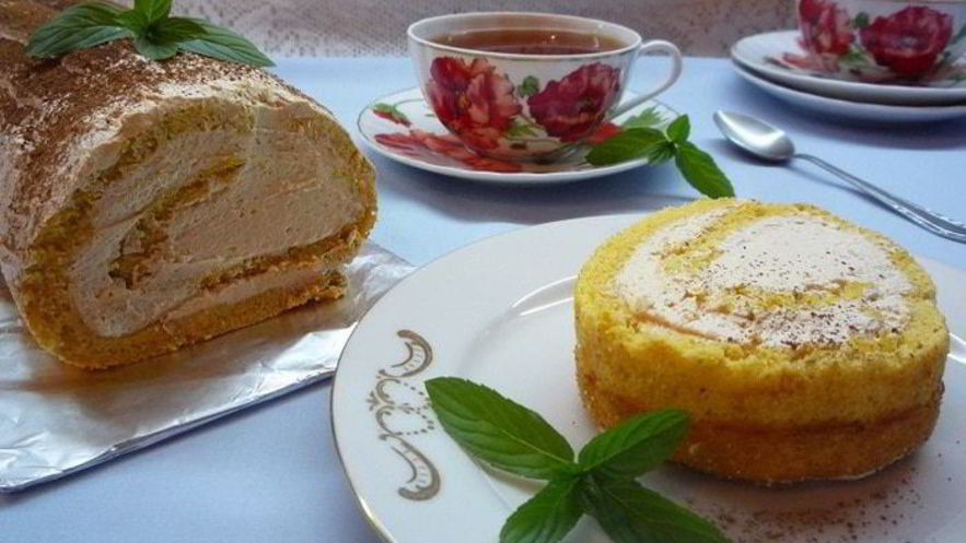 Рецепт тыквенного рулета с карамельным кремом