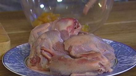 Рецепт перепелок с виски и мармеладом