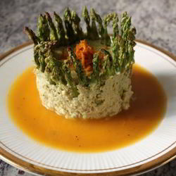 Рецепт Мусса из курицы и спаржи с апельсиновым соусом