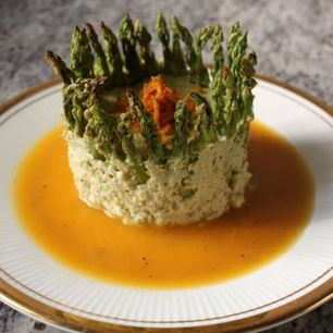 Рецепт Мусса из курицы и спаржи с апельсиновым соусом