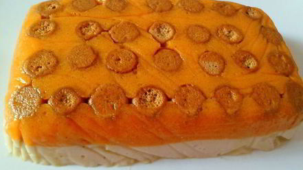 Рецепт мусса-желе из хурмы, черимойи и амареттини под крем-фрешем