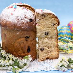 Рецепт Пасхального кулича с изюмом и орехами