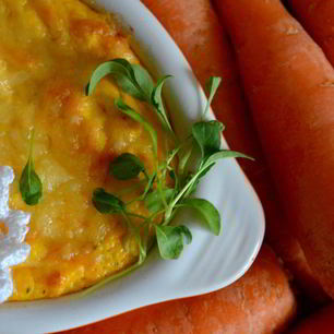 Рецепт Морковна-творожного суфле с молодой рукколой