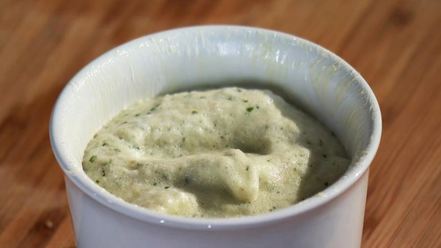 Рецепт суфле из трески с медово-горчичным соусом и запеченными помидорами