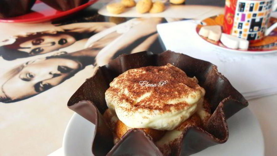 Рецепт тирамису в шоколадных чашах