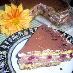 Рецепт Творожного торта-десерта с пьяными вишнями в стиле Тирамису