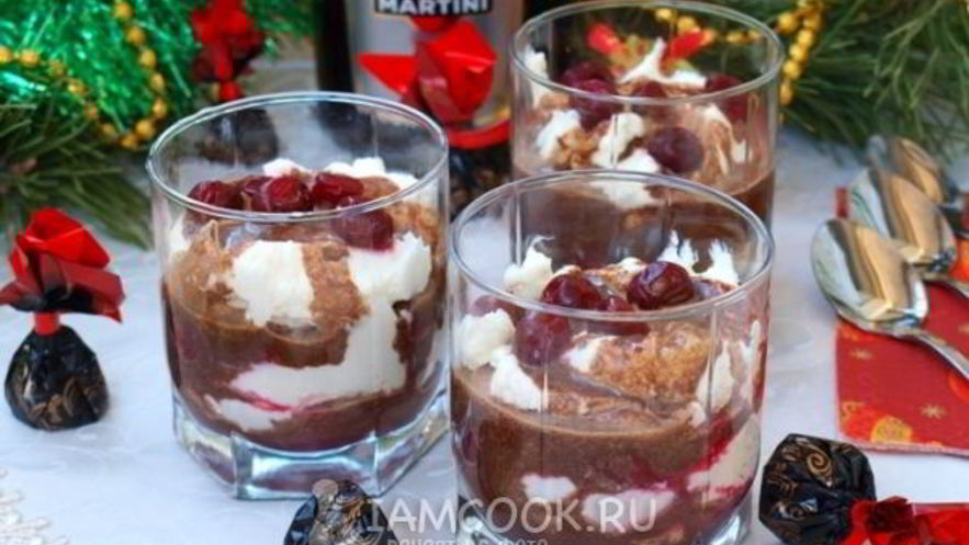 Рецепт творожно-шоколадного десерт с вишней