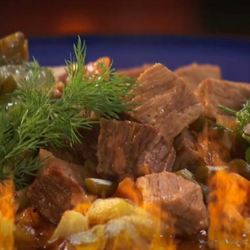 Рецепт Азу из говядины с соленой черемшой