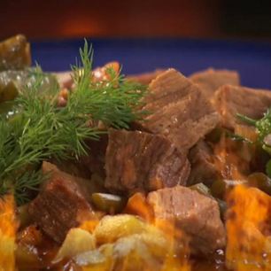 Рецепт Азу из говядины с соленой черемшой