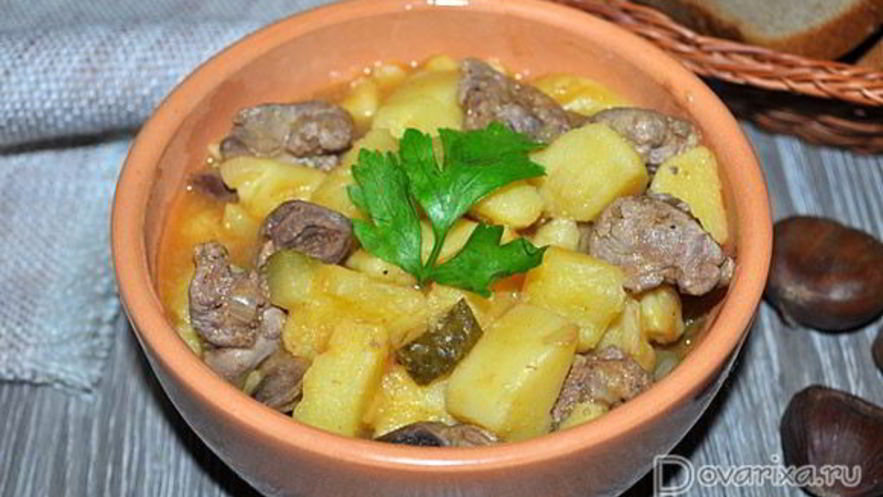 Рецепт азу из куриных потрошков