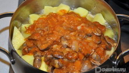 Рецепт азу из куриных потрошков