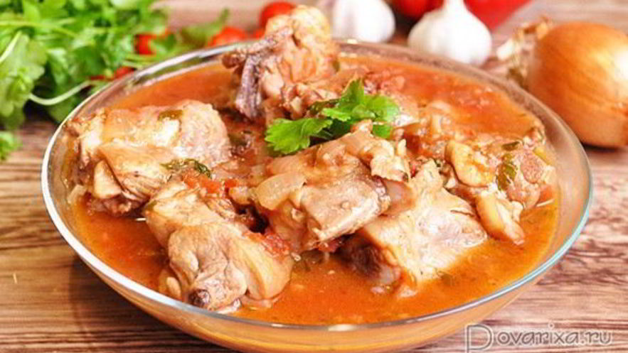 Рецепт чахохбили с орехами и вином