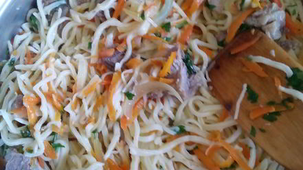 Рецепт домашней лапши с мясом