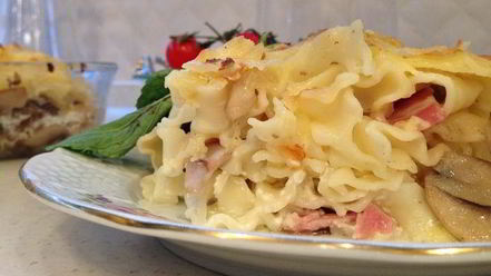 Рецепт фестонате с фрикадельками в сливках и под сыром