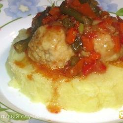Рецепт Фрикаделек с овощами в кисло-сладком соусе