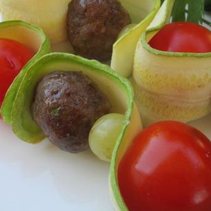 Рецепт Цукини на шпажках с фрикадельками и помидорами