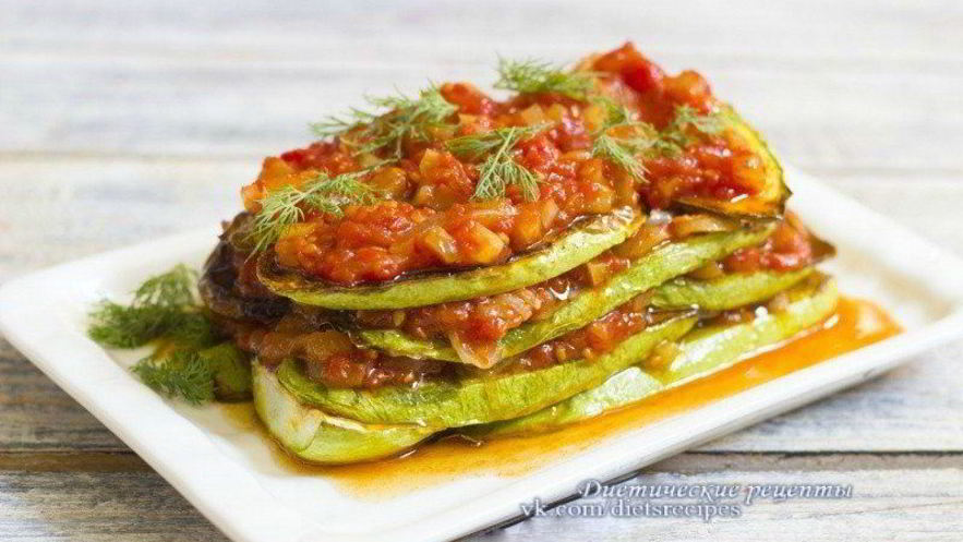 Рецепт гарнира из кабачков с помидорами