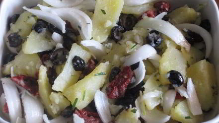 Рецепт картофеля с оливками и вялеными помидорами