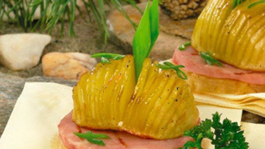 Рецепт картофеля с ветчиной и ананасом