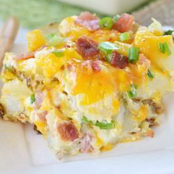 Рецепт Картофеля с ветчиной и сыром в духовке