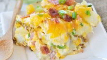Рецепт картофеля с ветчиной и сыром в духовке