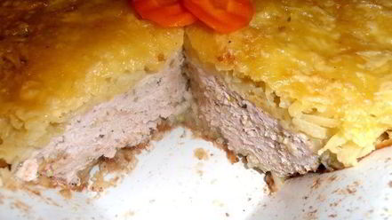 Рецепт картофельной шапки на курином фарше