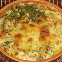 Рецепт Картошки с курицей в сметане в духовке