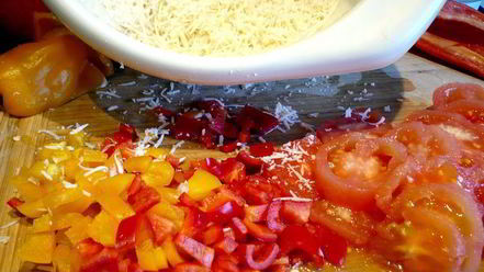 Рецепт риса с баклажанами и морепродуктами bella испания