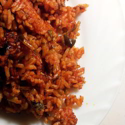 Рецепт Риса с чесноком и луком-пореем в соусе сальса