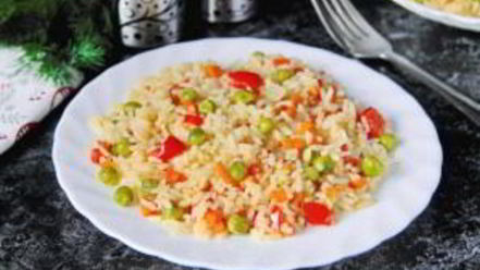 Рецепт риса с горохом и сладким перцем