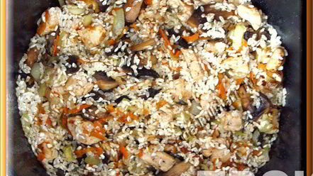 Рецепт риса с курицей и шампиньонами