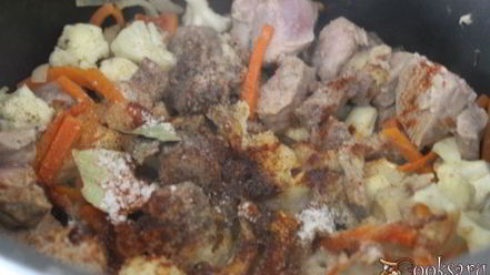 Рецепт риса с мясом и цветной капустой в мультиварке