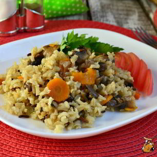 Рецепт Тайского нешлифованного риса с грибами в мультиварке