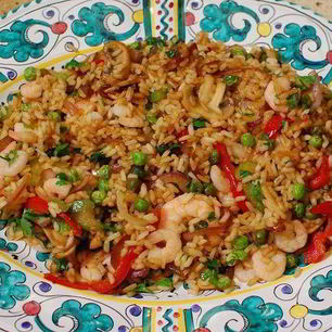 Рецепт Жареного китайского риса с креветками и сладким перцем