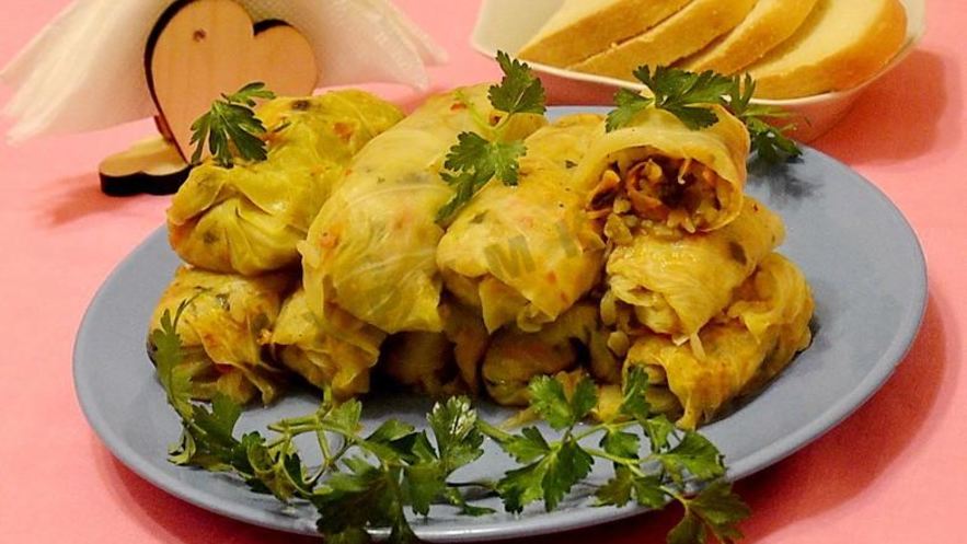 Рецепт постных голубцов с грибами и рисом