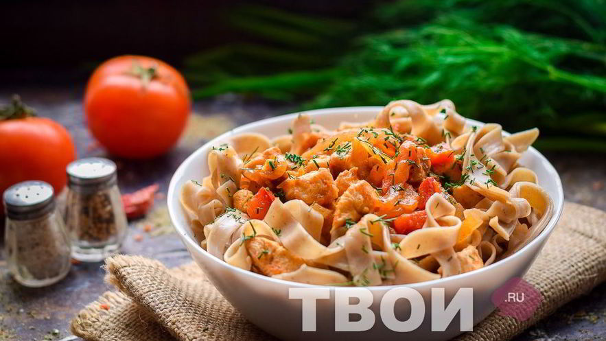 Рецепт гречневой лапши с курицей и овощами