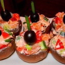 Рецепт Фаршированных шампиньонов с копченой курицей