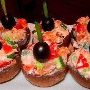 Рецепт Фаршированных шампиньонов с копченой курицей