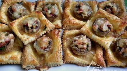 Рецепт грибов фаршированных на слоеном тесте