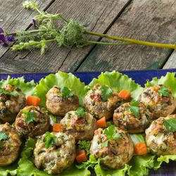 Рецепт Грибов с колбасой в духовке