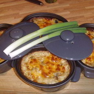 Рецепт Грибов с пореем, запеченные под сливочным соусом