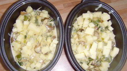 Рецепт грибов с пореем, запеченные под сливочным соусом